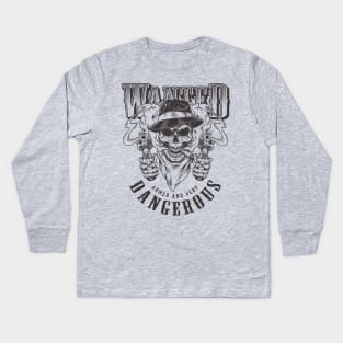 Vintage Gangster monochrome skull Kids Long Sleeve T-Shirt